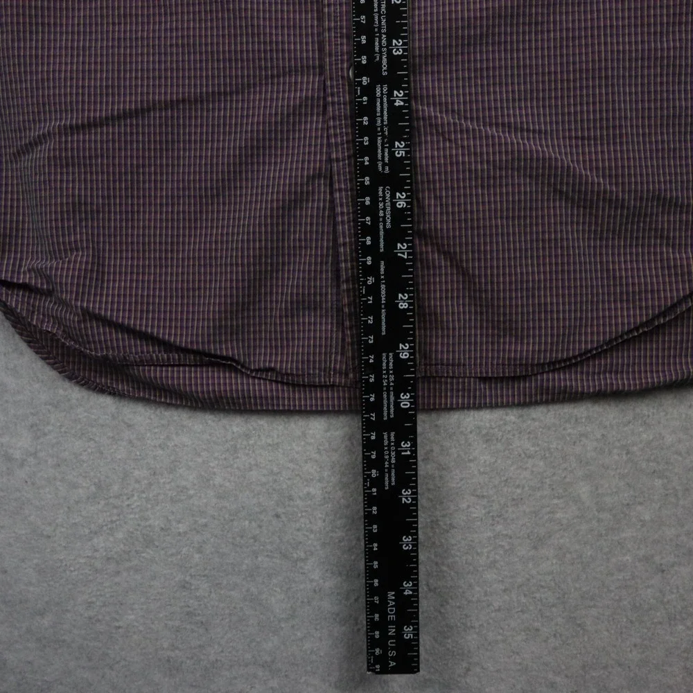 Banana Republic Shirt Mens Medium Pocket‎ Button Up Purple Plaid Long Sleeve